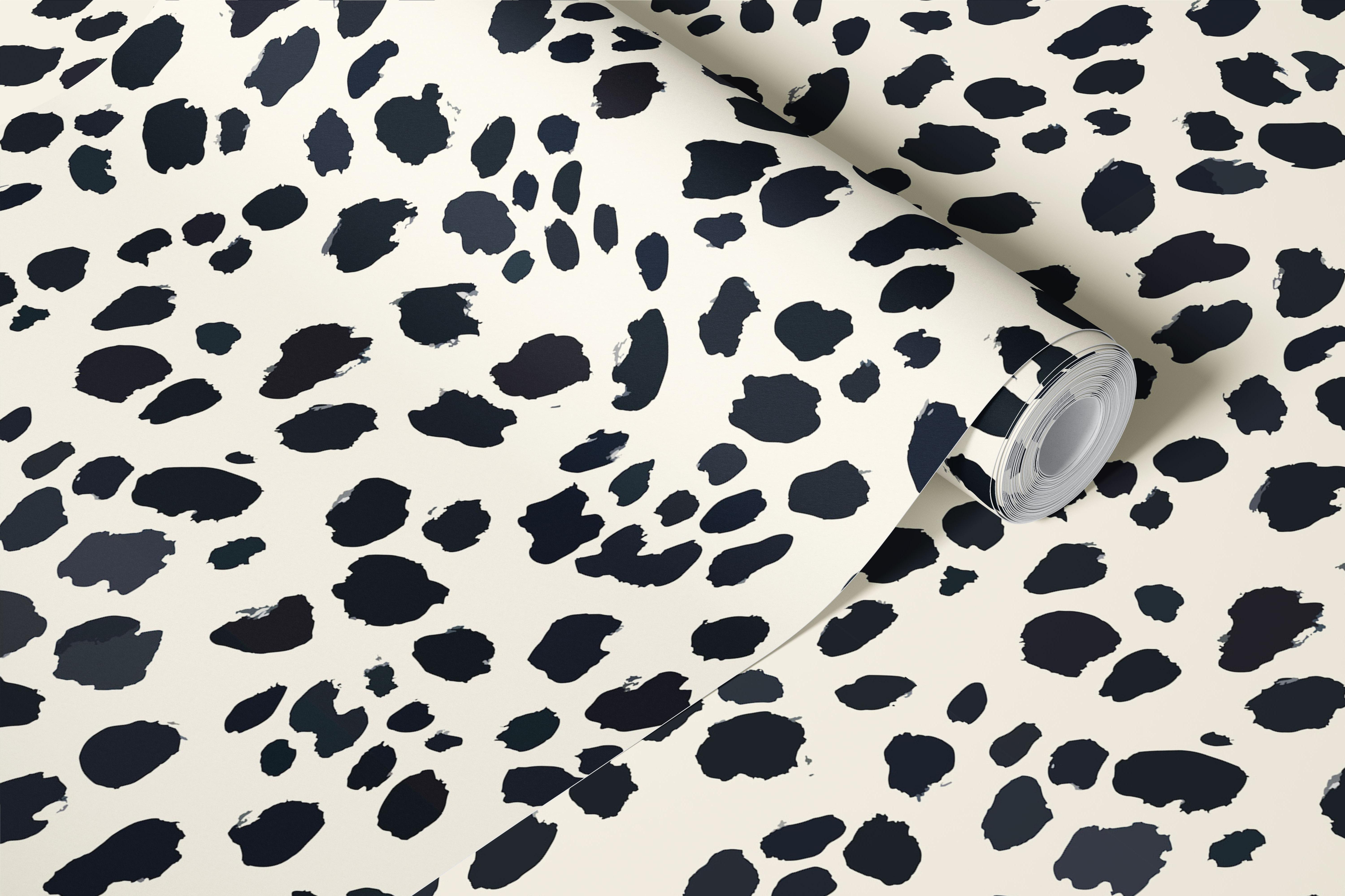 Black and white leopard spots on a beige background wallpaper