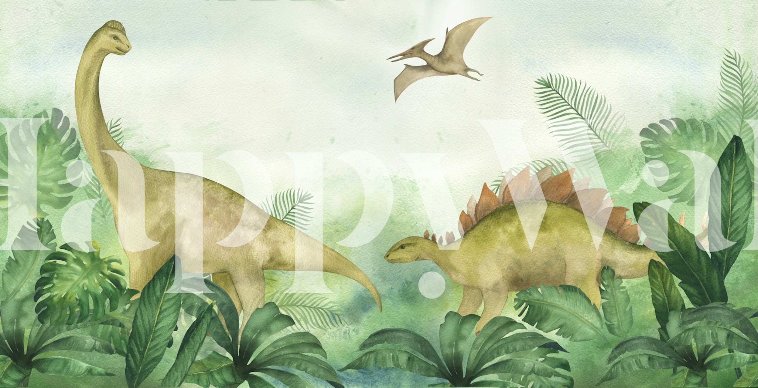 Jurassic Delight in Greenery Tapete in einem Raum