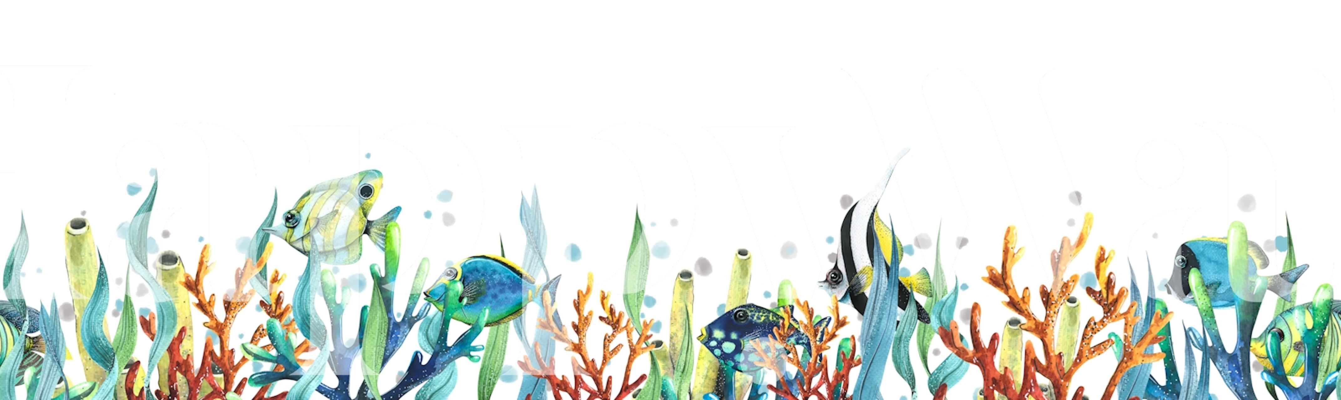 Colorful coral and fish wallpaper design