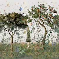 Orange Tree Orchard Dream Art White tapet