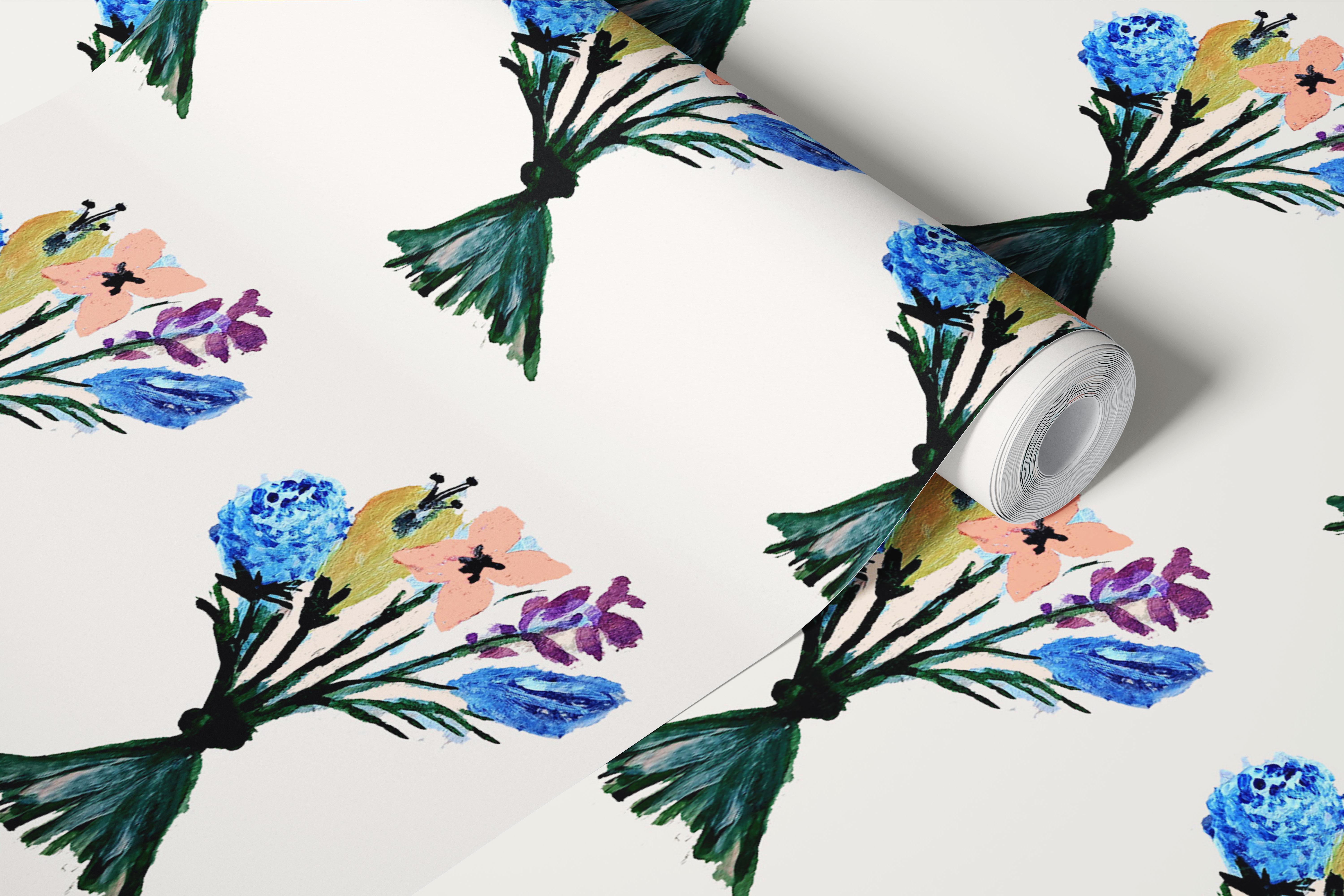 Colorful Blooms blommig tapet i ett rum