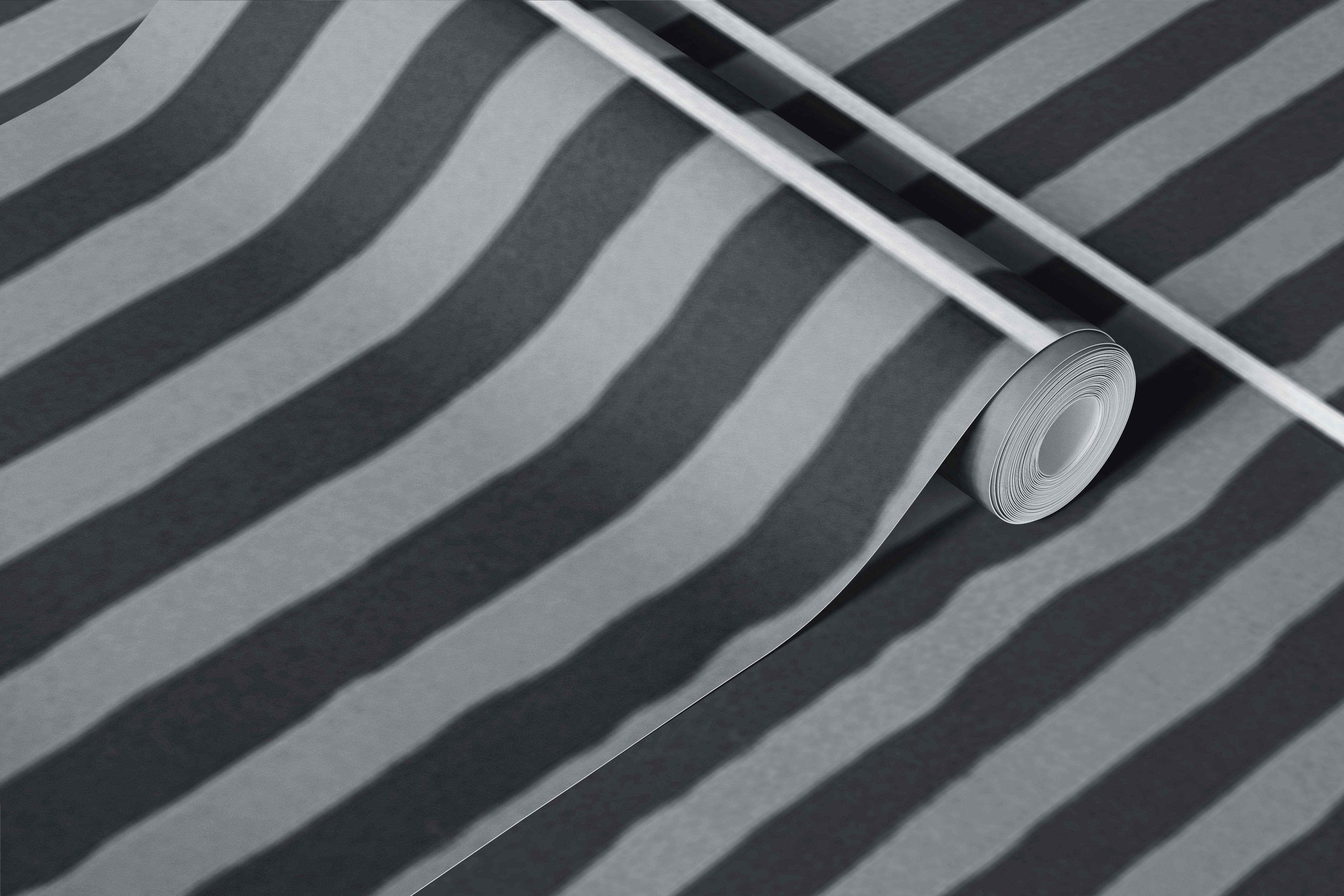 Black and white stripes wallpaper in a room