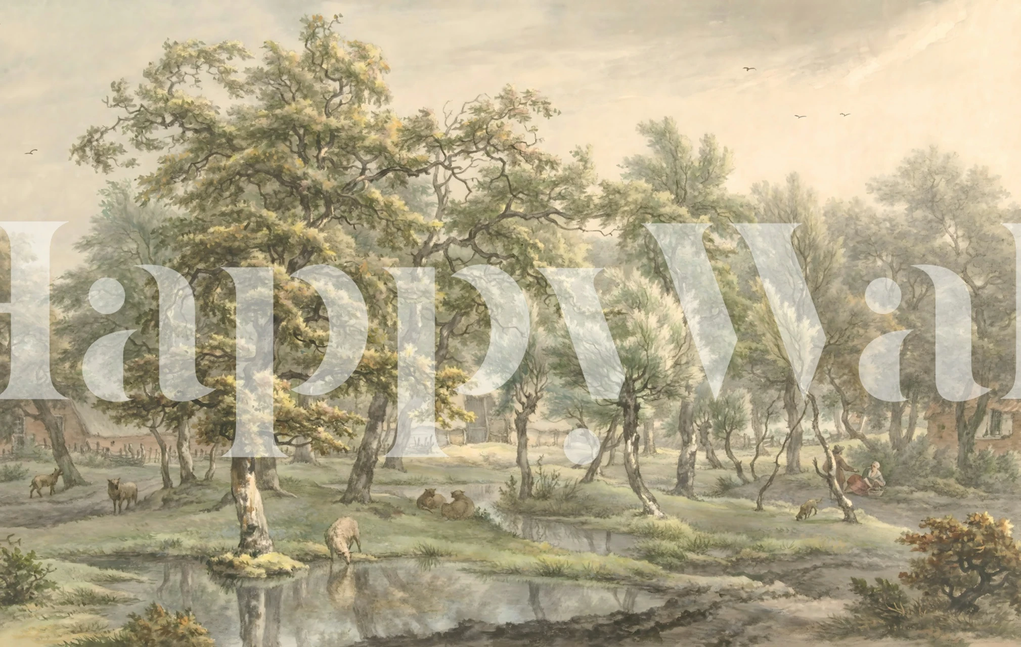 Lush trees and serene landscape with a river; nature wallpaper