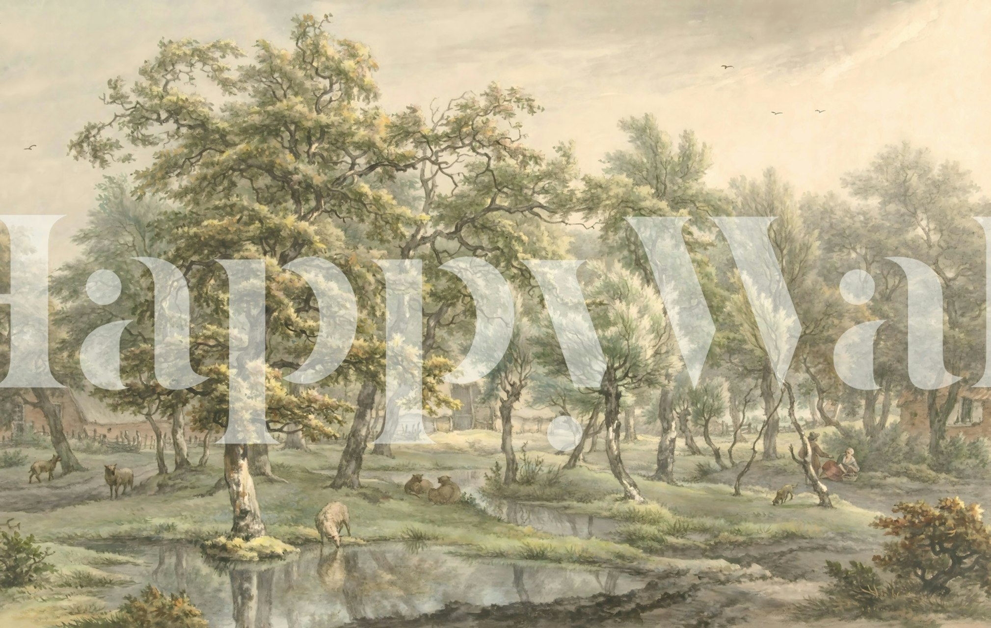 Ταπετσαρία Old Forest Hamlet σε ένα δωμάτιο