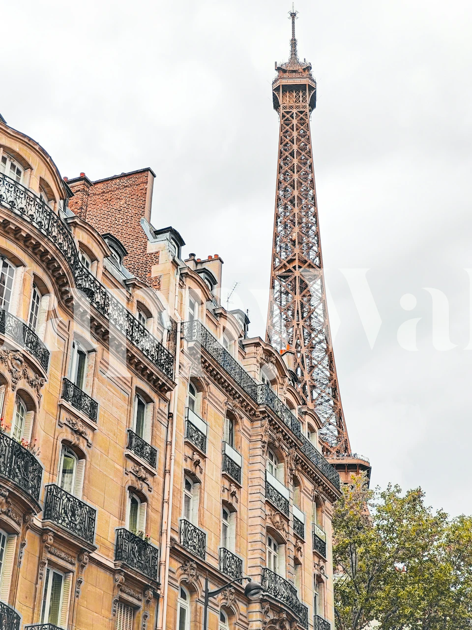 Eiffel Tower view wallpaper in a room