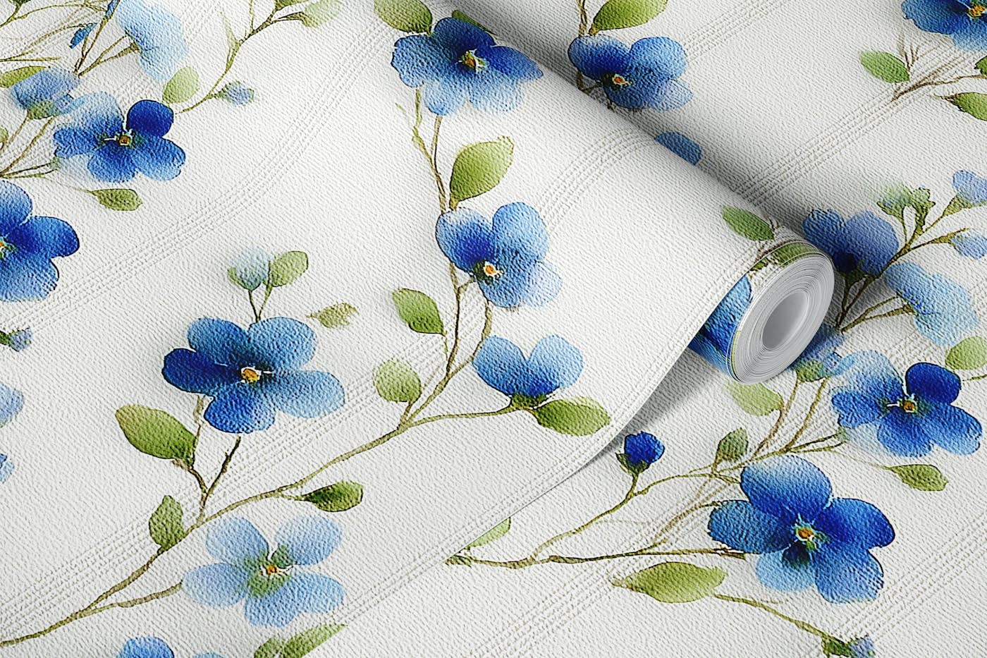 Delicate Blue Blossoms wallpaper roll