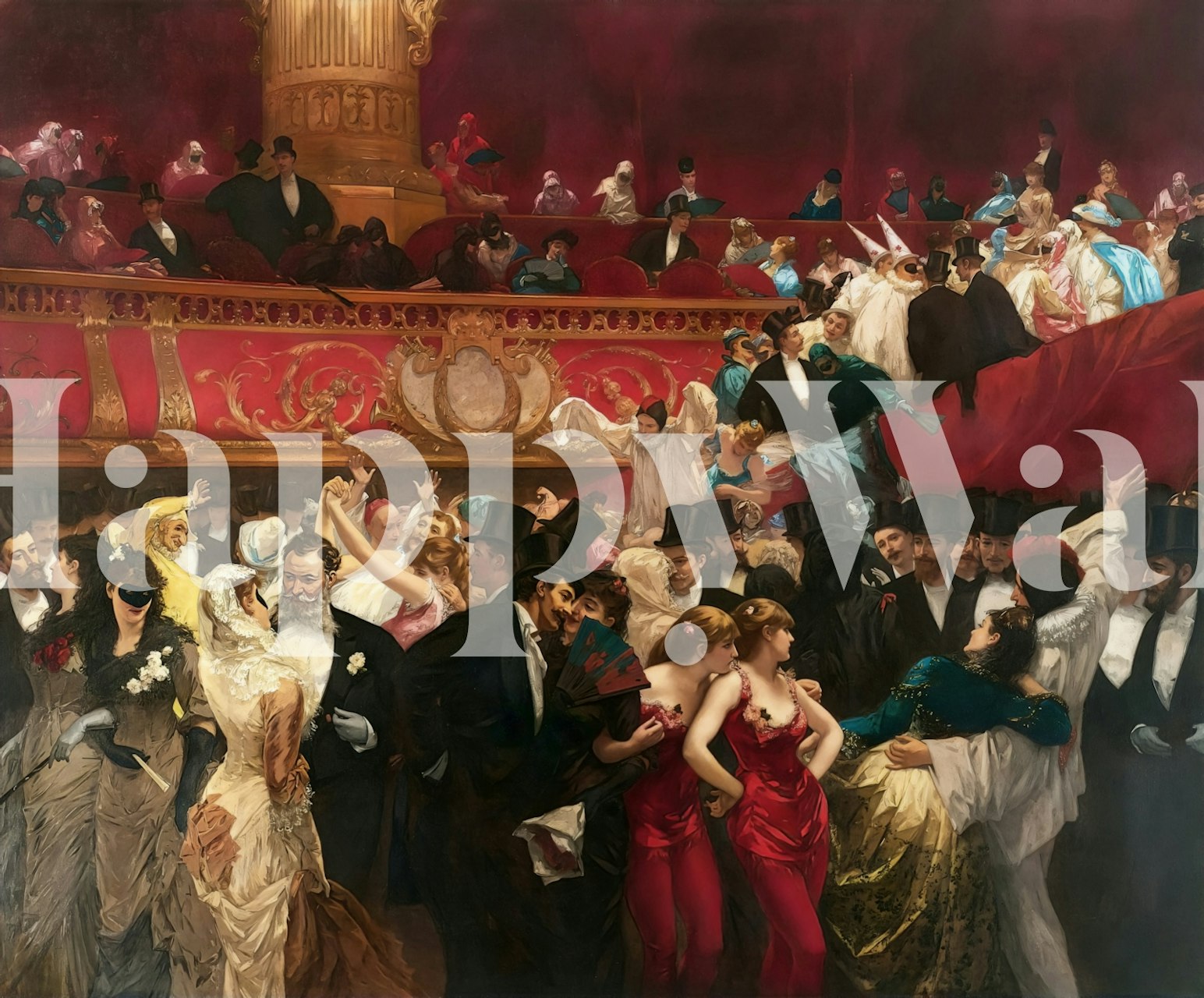 The Masquerade Ball fine art wallpaper in a room.