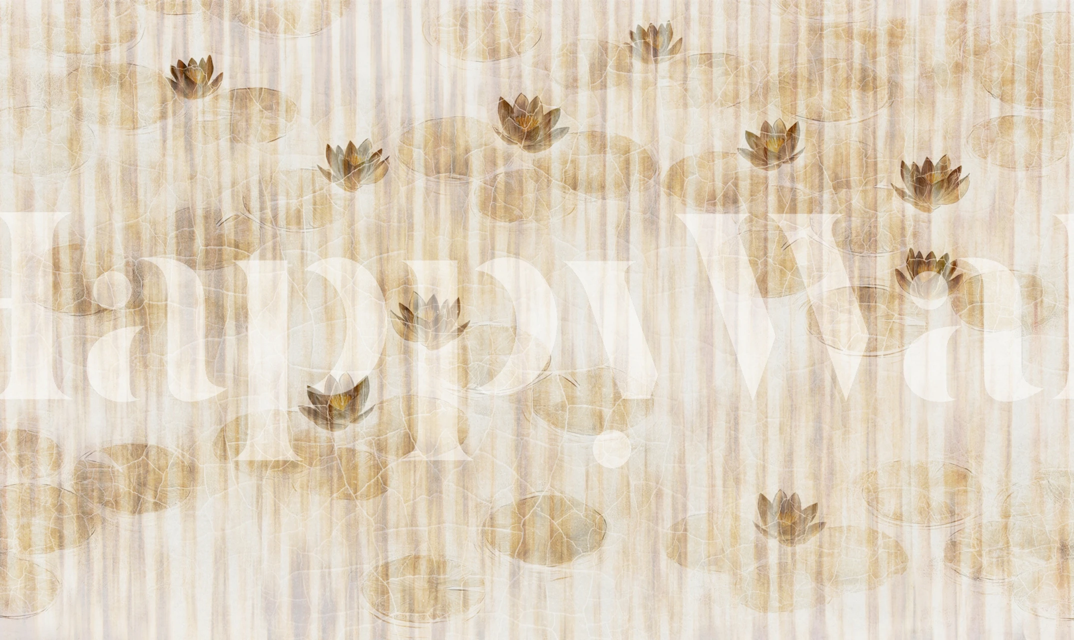 White lotus flowers on soft beige background wallpaper