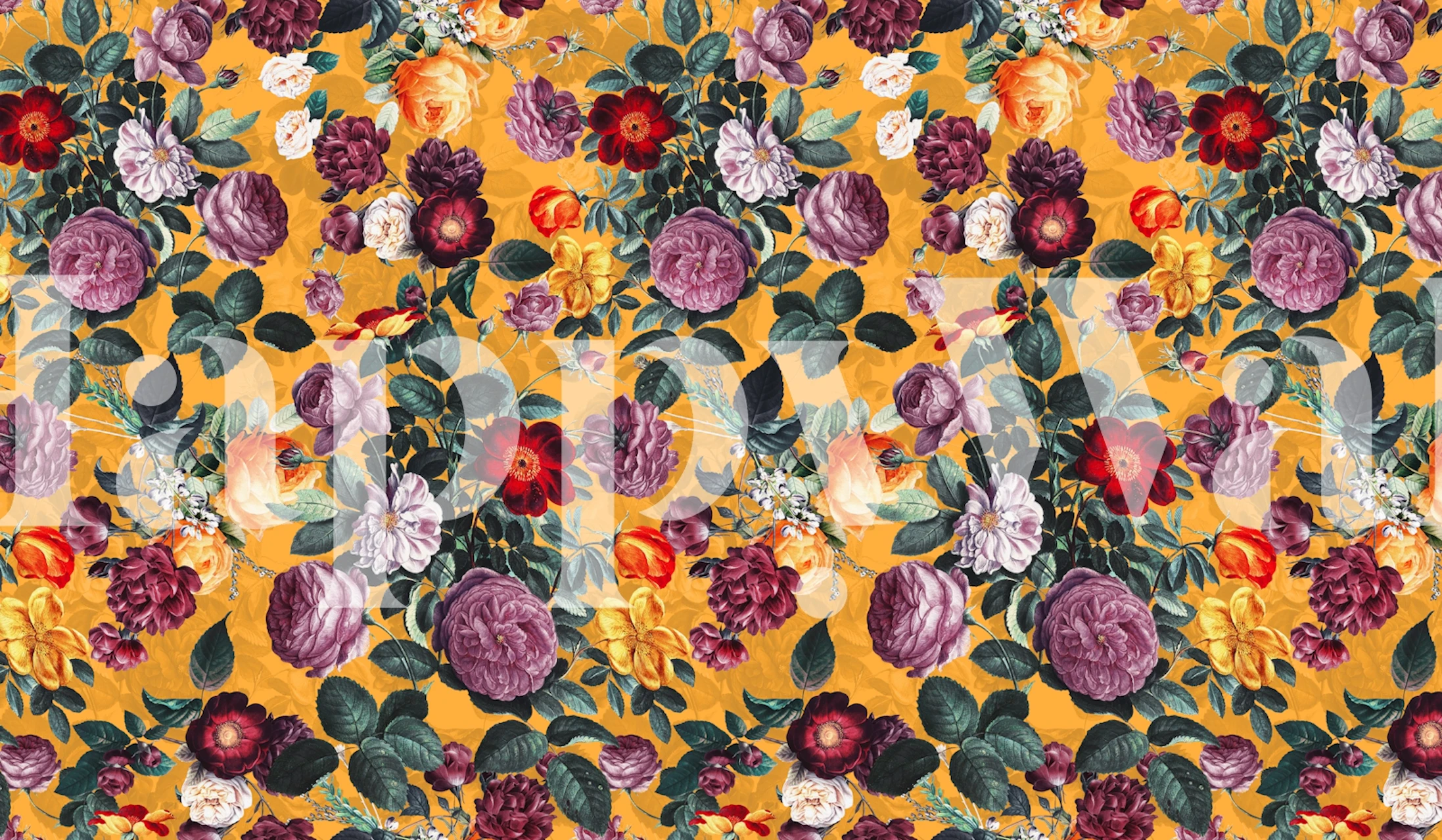 Floral wallpaper design in a room