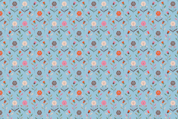 Folk Meadow - Vintage Floral Pattern