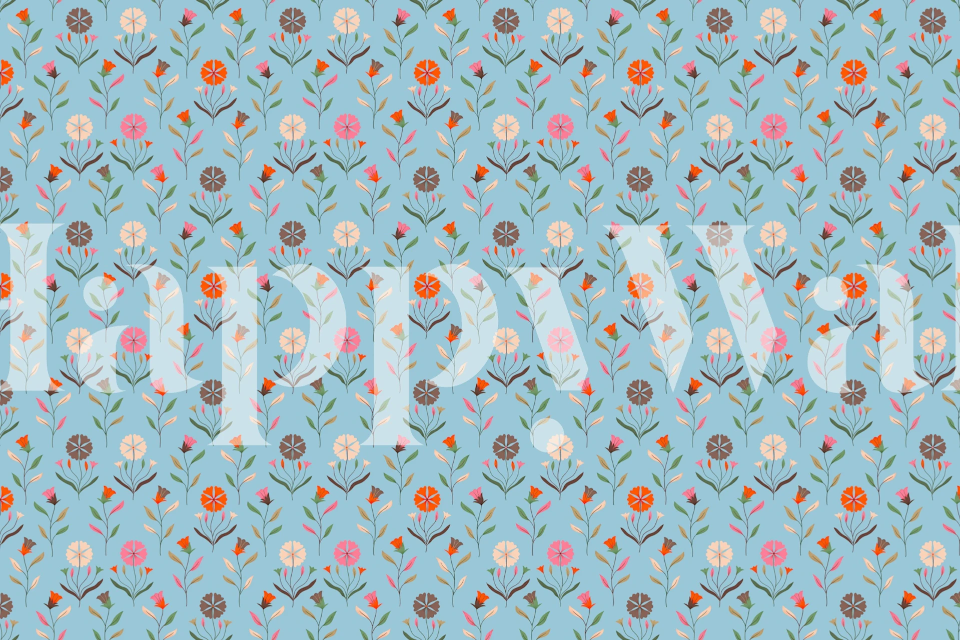 Folk Meadow Vintage Floral Pattern tapetti huoneessa