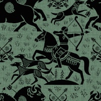 Medieval Hunt Scene with Dogs and Bulls carta da parati