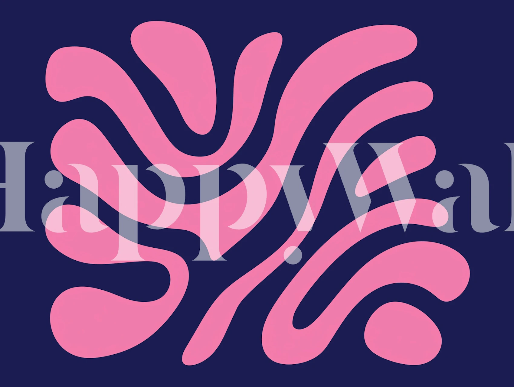 Abstract pink waves on dark navy background wallpaper