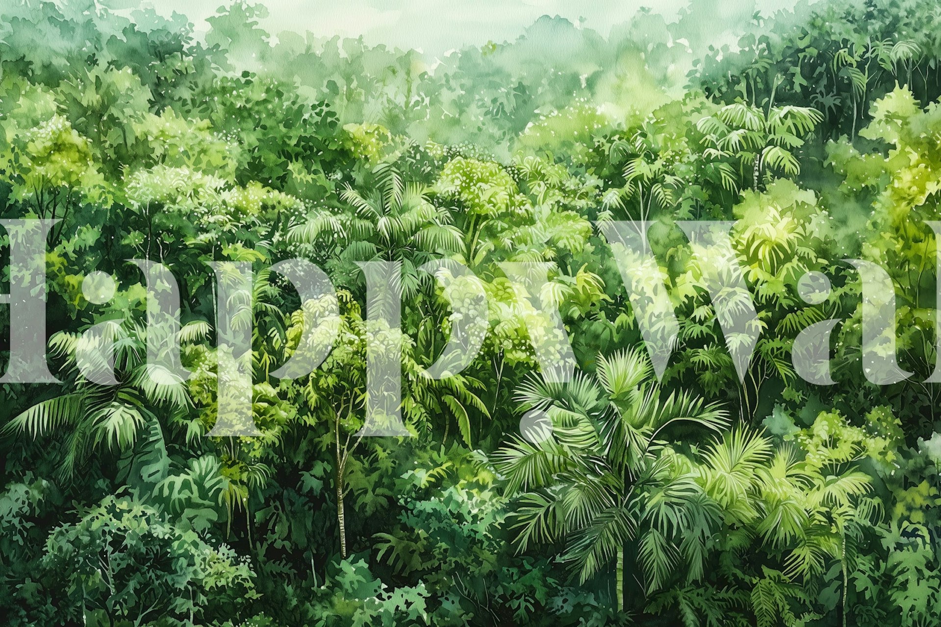 Papier peint Lush Green Jungle Canopy dans une pièce