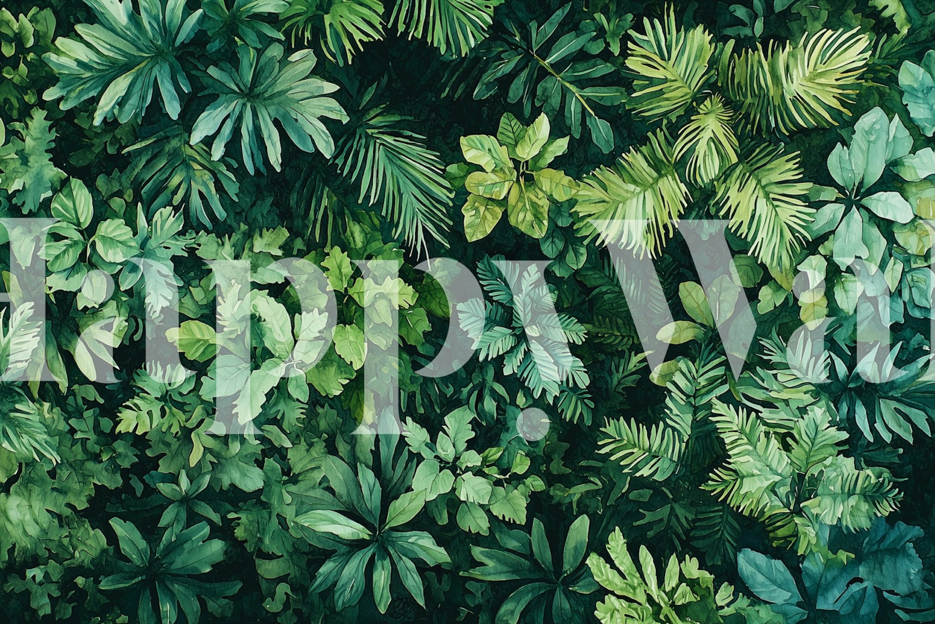 Tapeta Emerald Tropical Vibes w pokoju