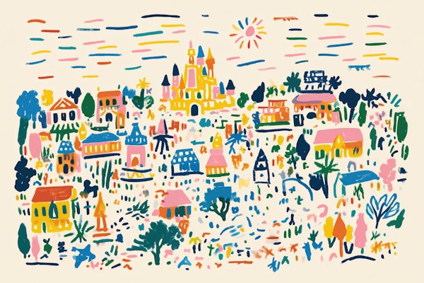 Whimsical Colorful Village