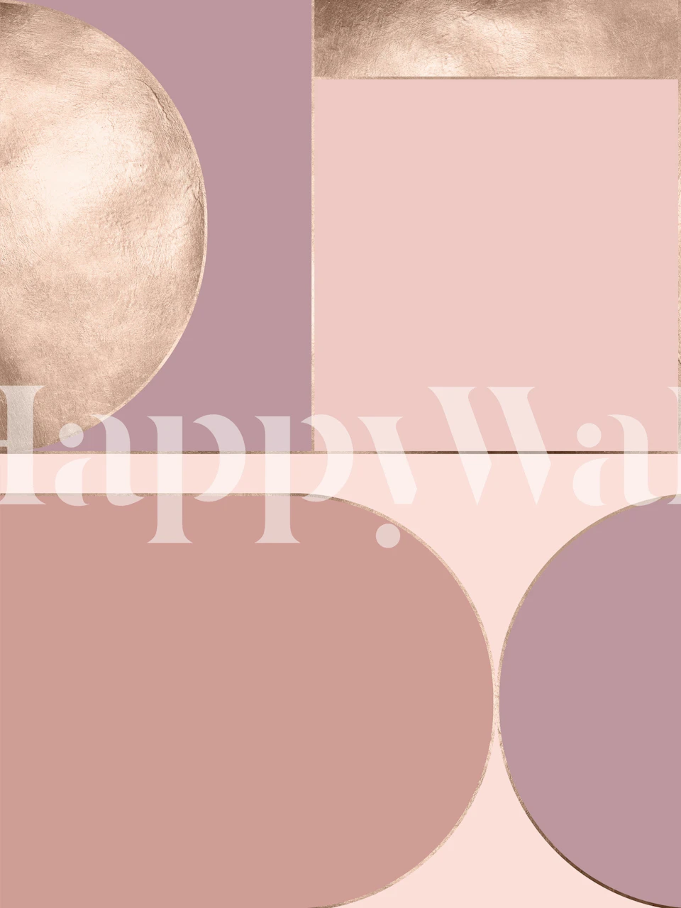 Mural de parede geométrico Atenas II com formas abstratas e um moderno esquema de cores pastel.