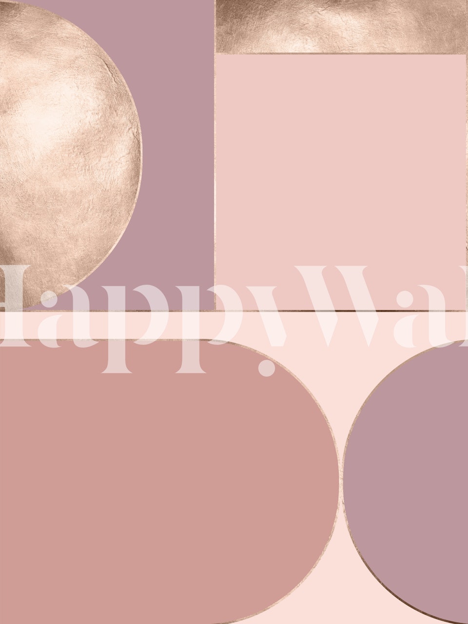 Mural geométrico de Atenas II con formas abstractas y una moderna combinación de colores pastel.