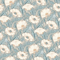 Vintage Poppy in cream aqua blue beige rust papel pintado