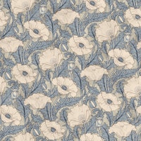 Vintage Poppy in cream slate blue beige grey papel pintado