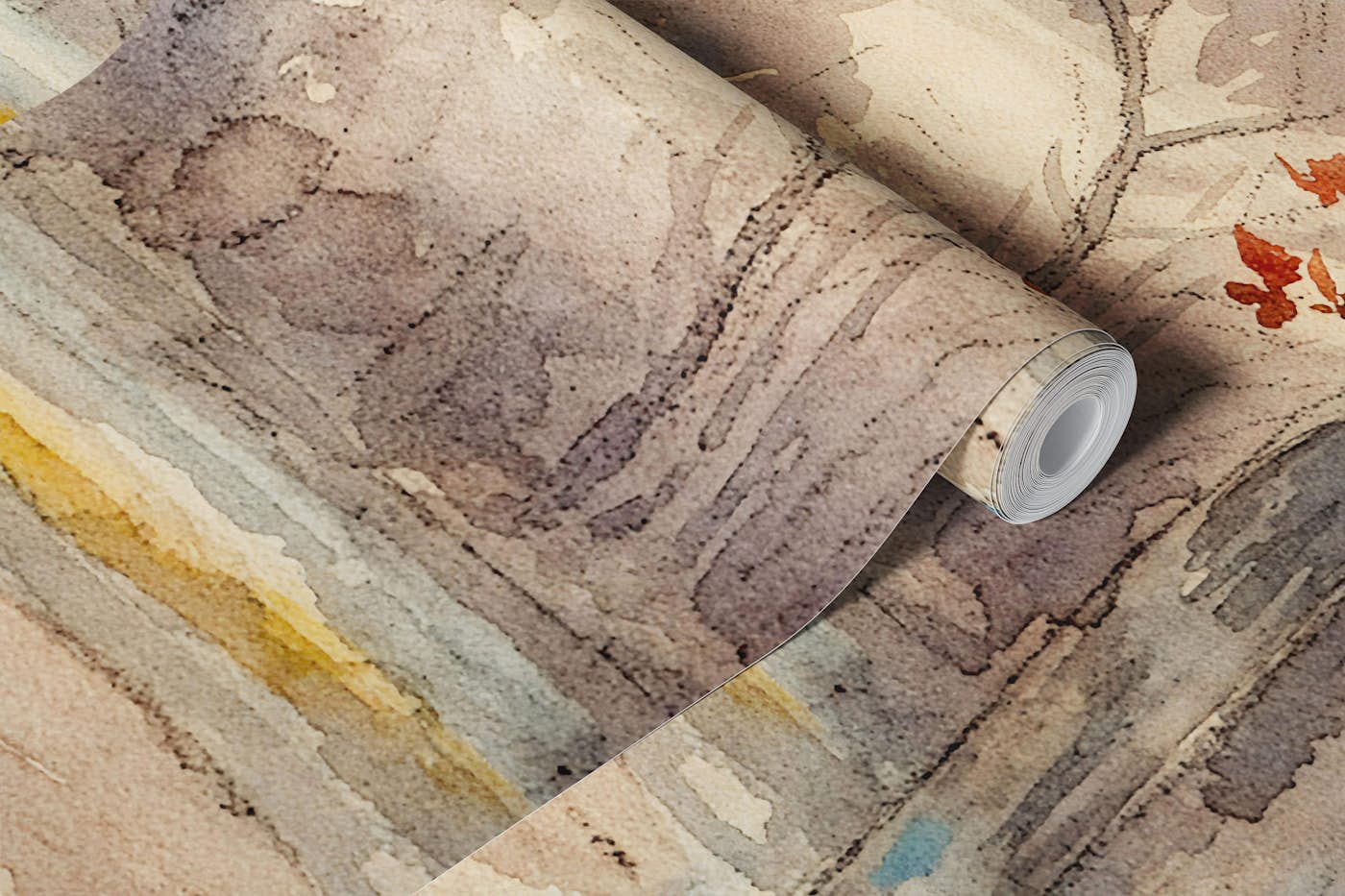 Watercolor Woodland in Autumn wallpaper roll