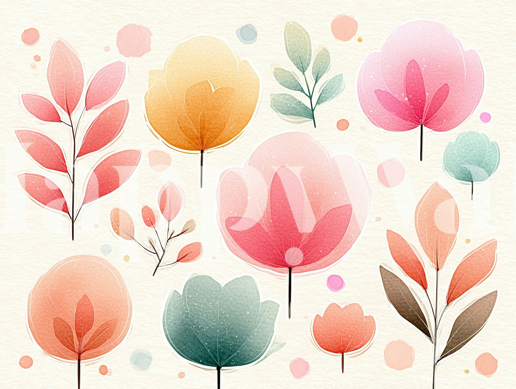 Whimsical Floral Art tapetdesign