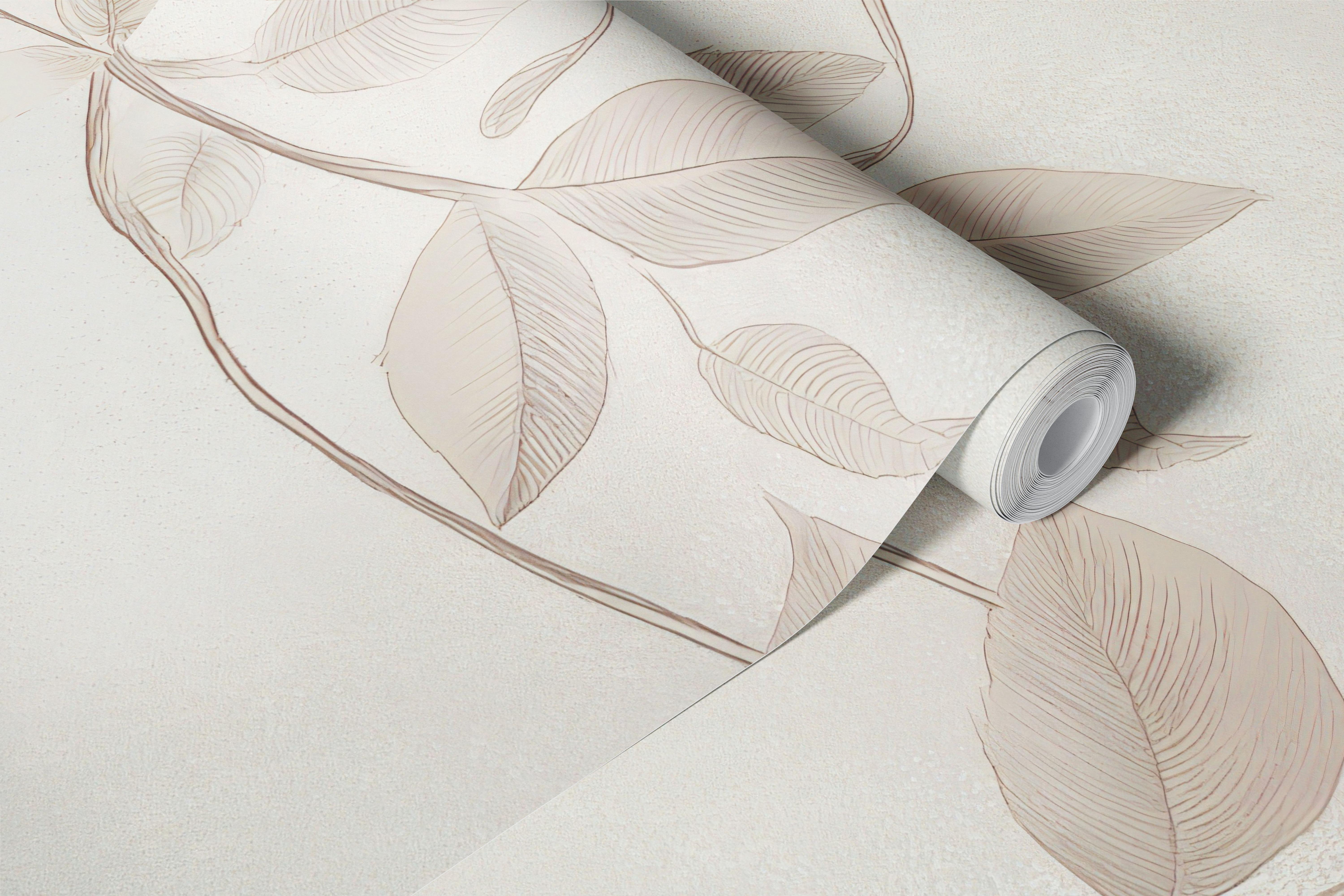 Soft pastel floral wallpaper with roses and leafy vines