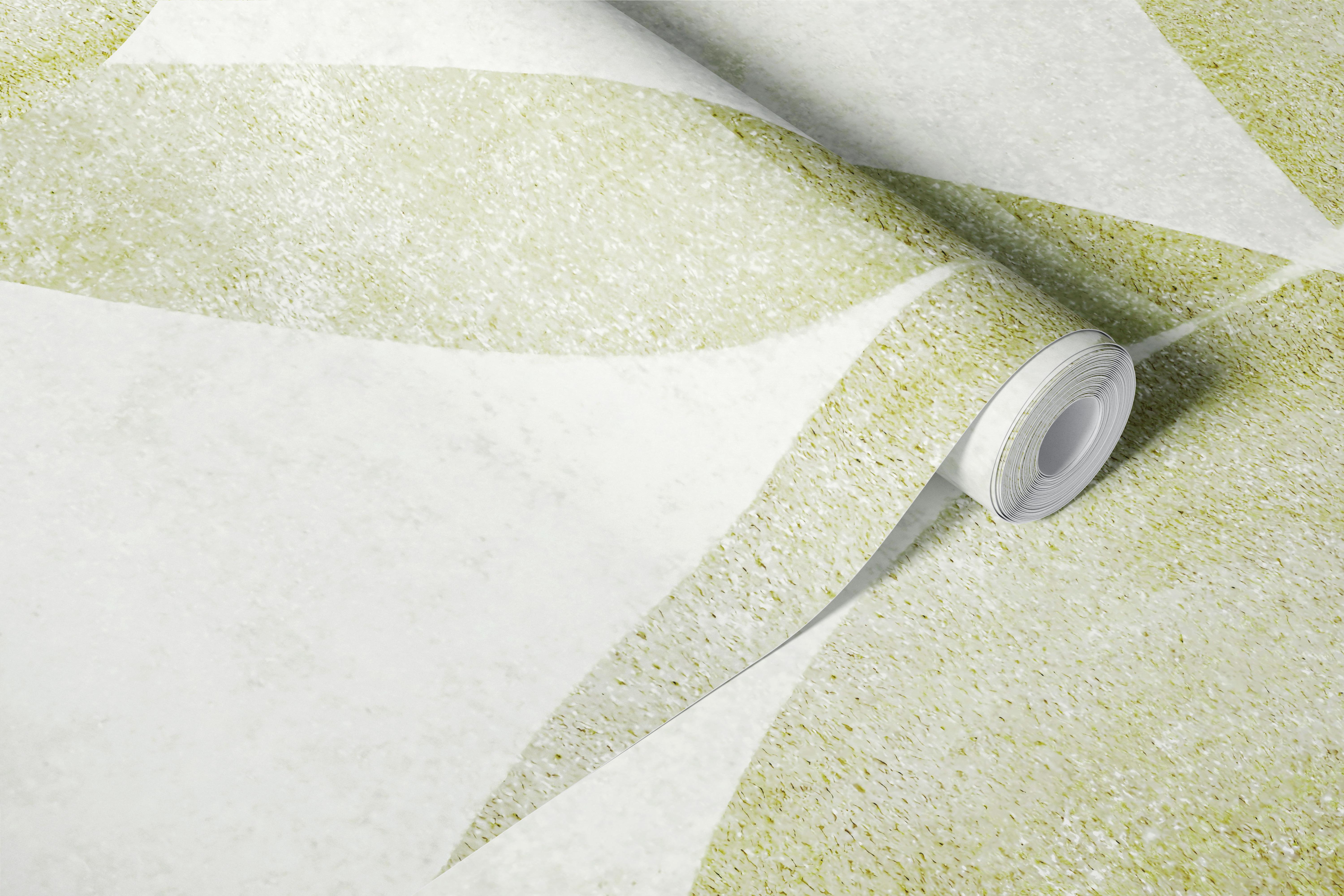 Abstract groen organisch behang in een moderne kamer