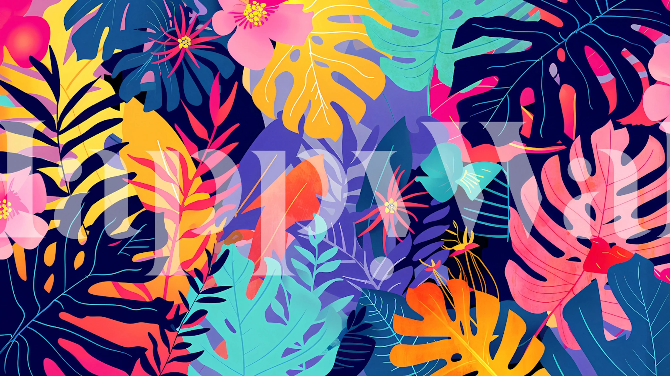 Colorful Jungle Foliage tapetti huoneessa