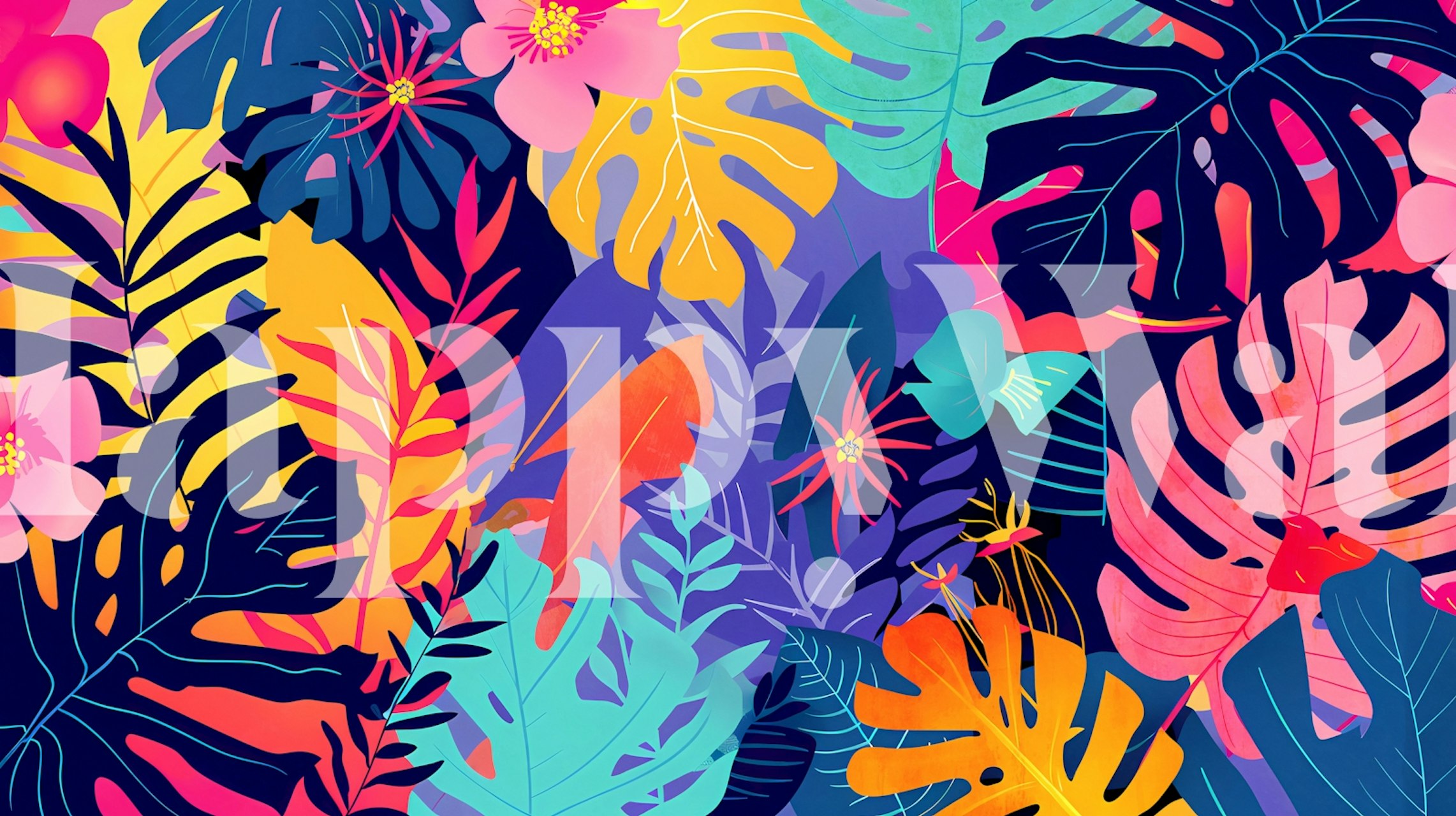 Colorful Jungle Foliage tapetti huoneessa