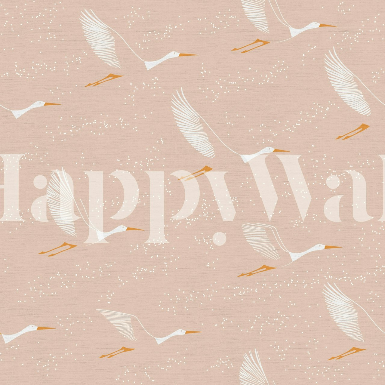 White flying birds wallpaper in una stanza pastello