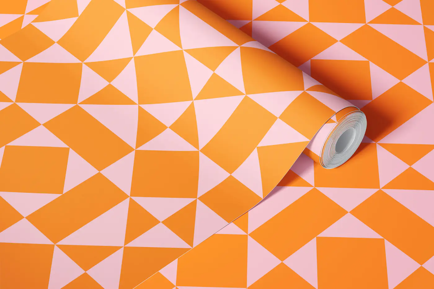 Art Deco Diamond - Pink and Orange wallpaper roll