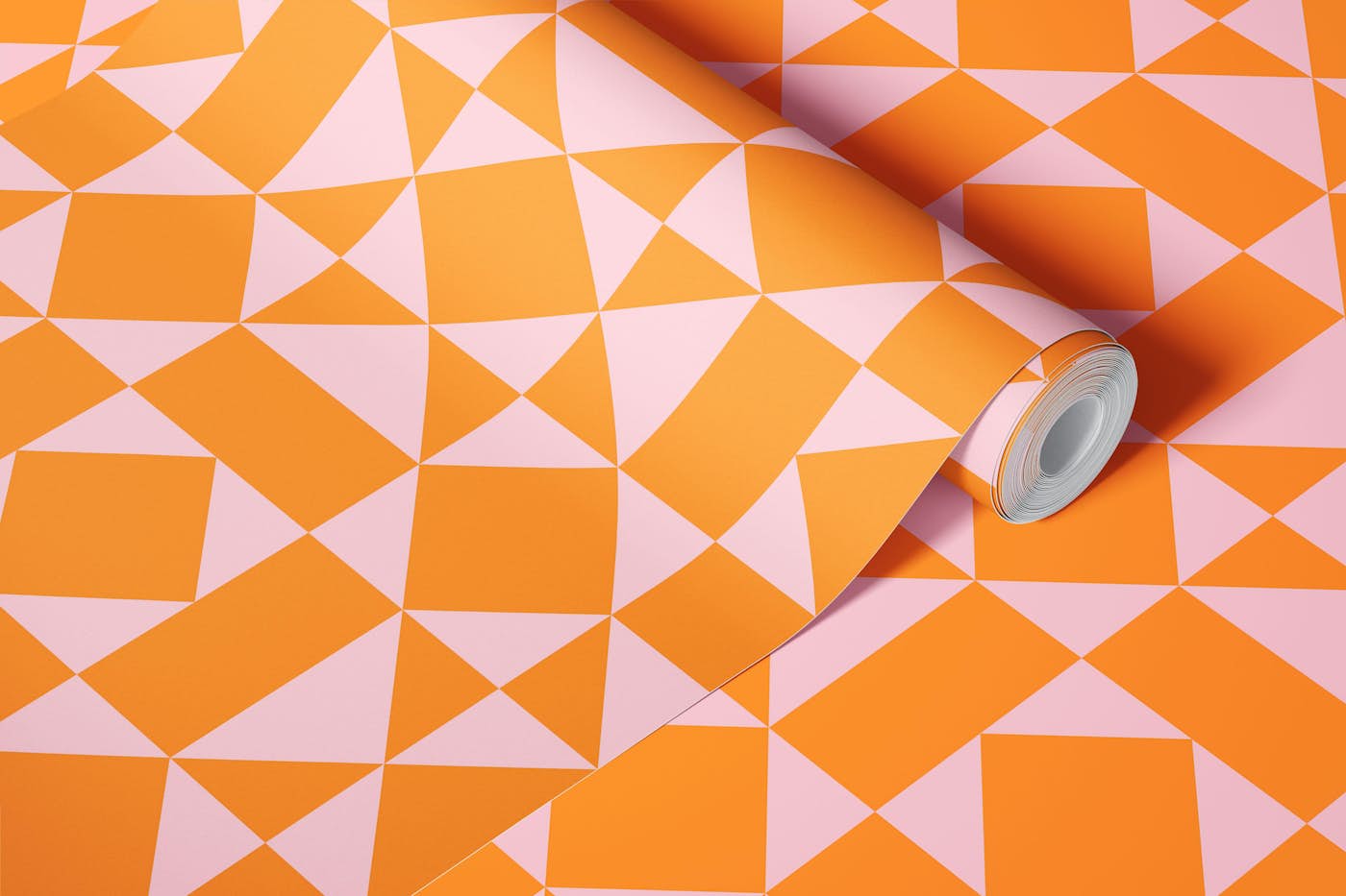 Pink and Orange Diamond - Geometric Blocks wallpaper roll