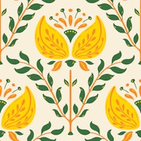 Bella - Whimsical Floral - Yellow Green tapet