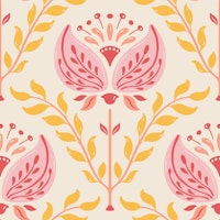 Bella - Whimsical Floral - Pink and Yellow tapet