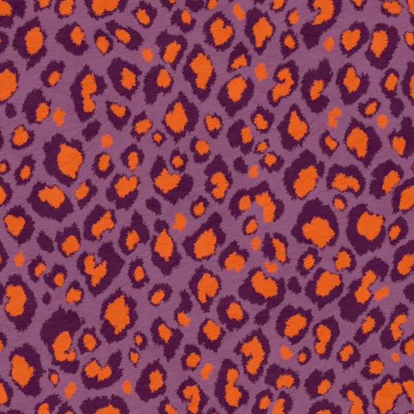 Leopard in Orange Purple Mauve Pink
