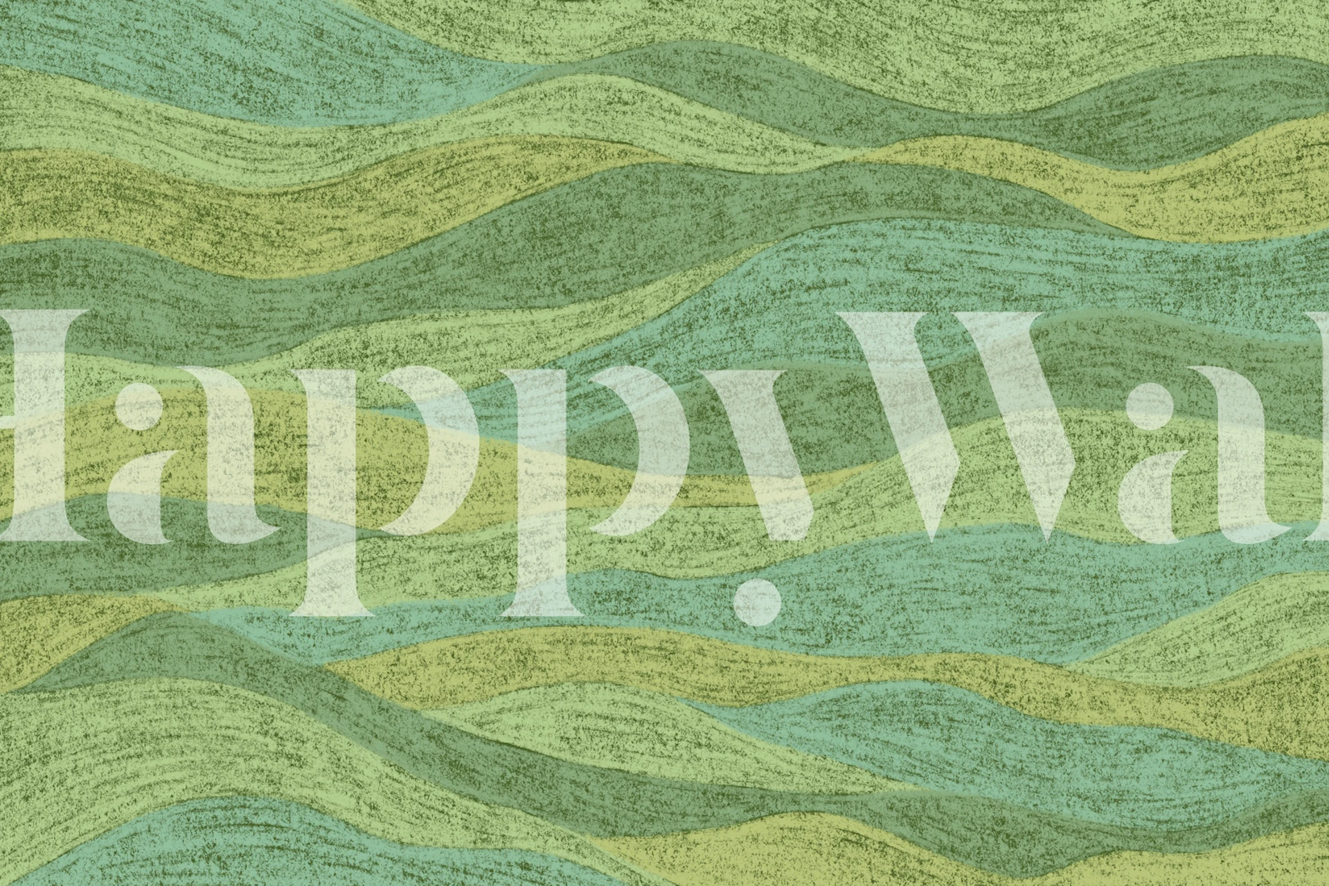 Green landscape mountain waves wallpaper in a room