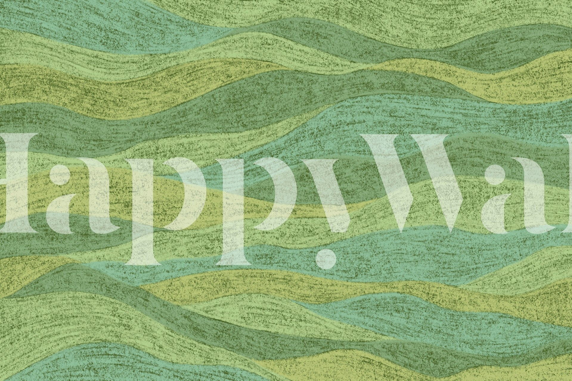 Green landscape mountain waves wallpaper in a room