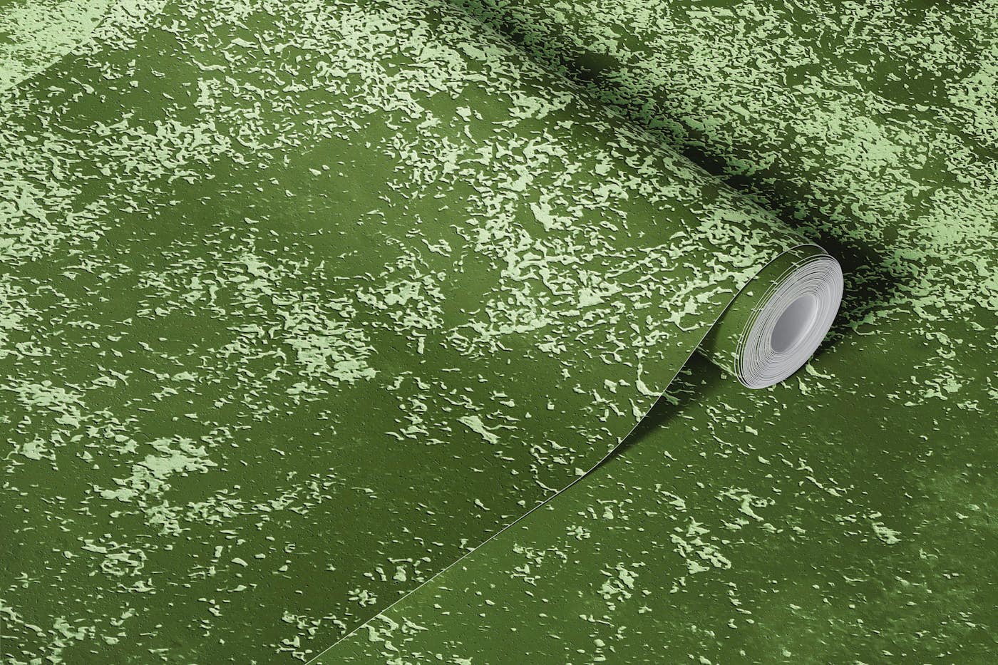Concrete texture in avocado green wallpaper roll
