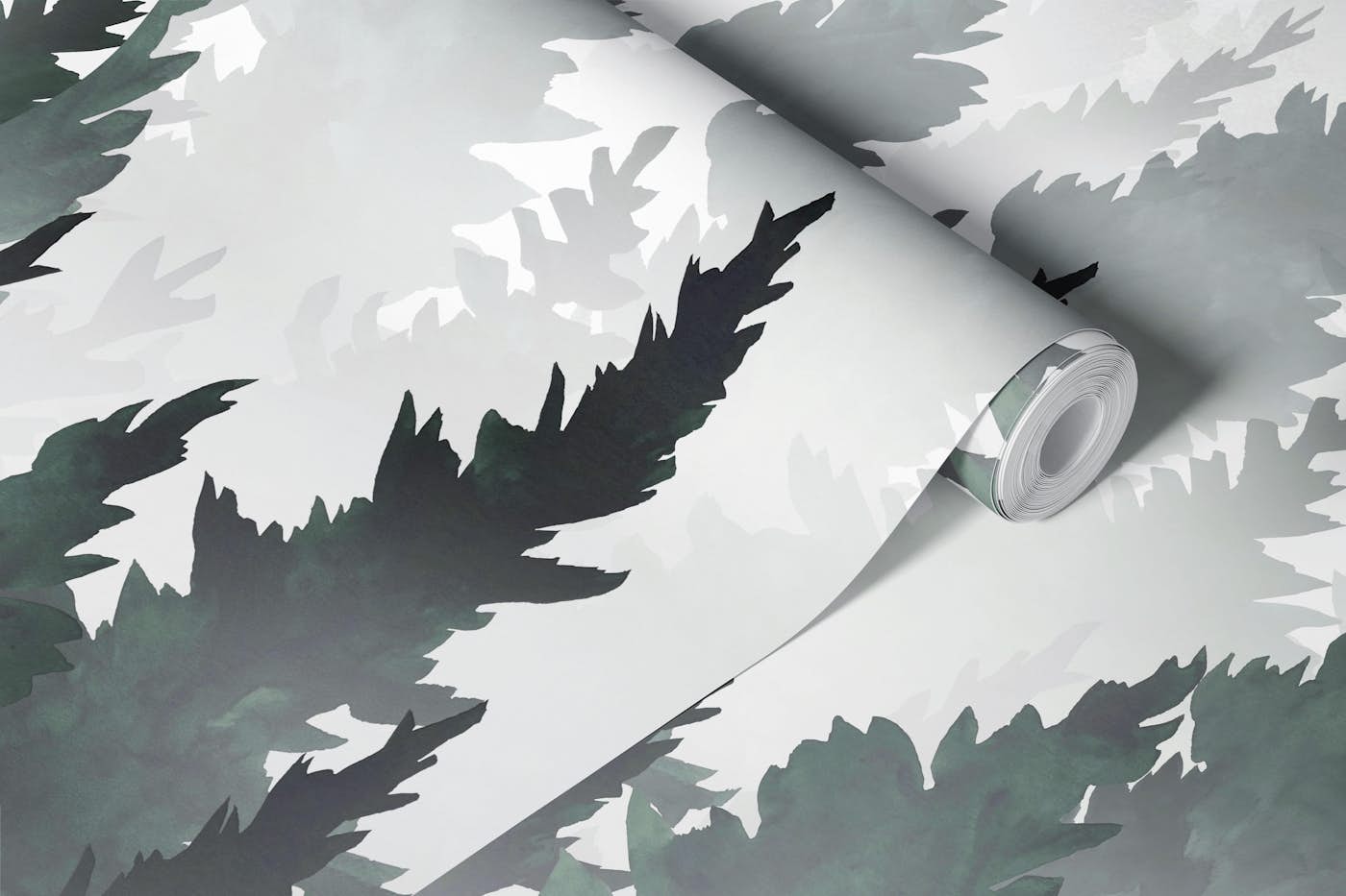 Mystical Pine Forest green wallpaper roll