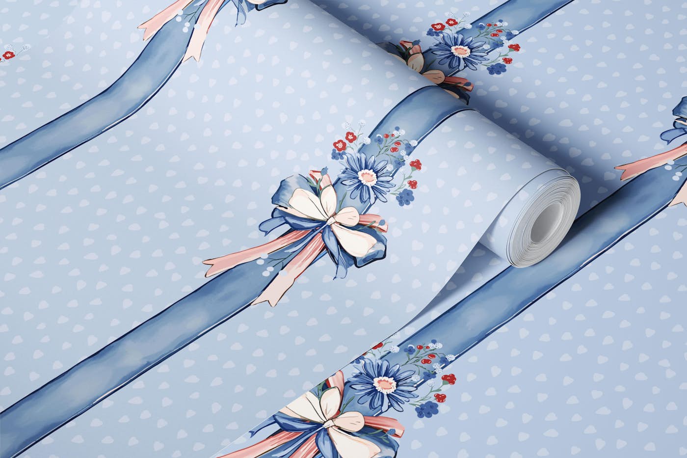 Graceful Blue Bouquet wallpaper roll