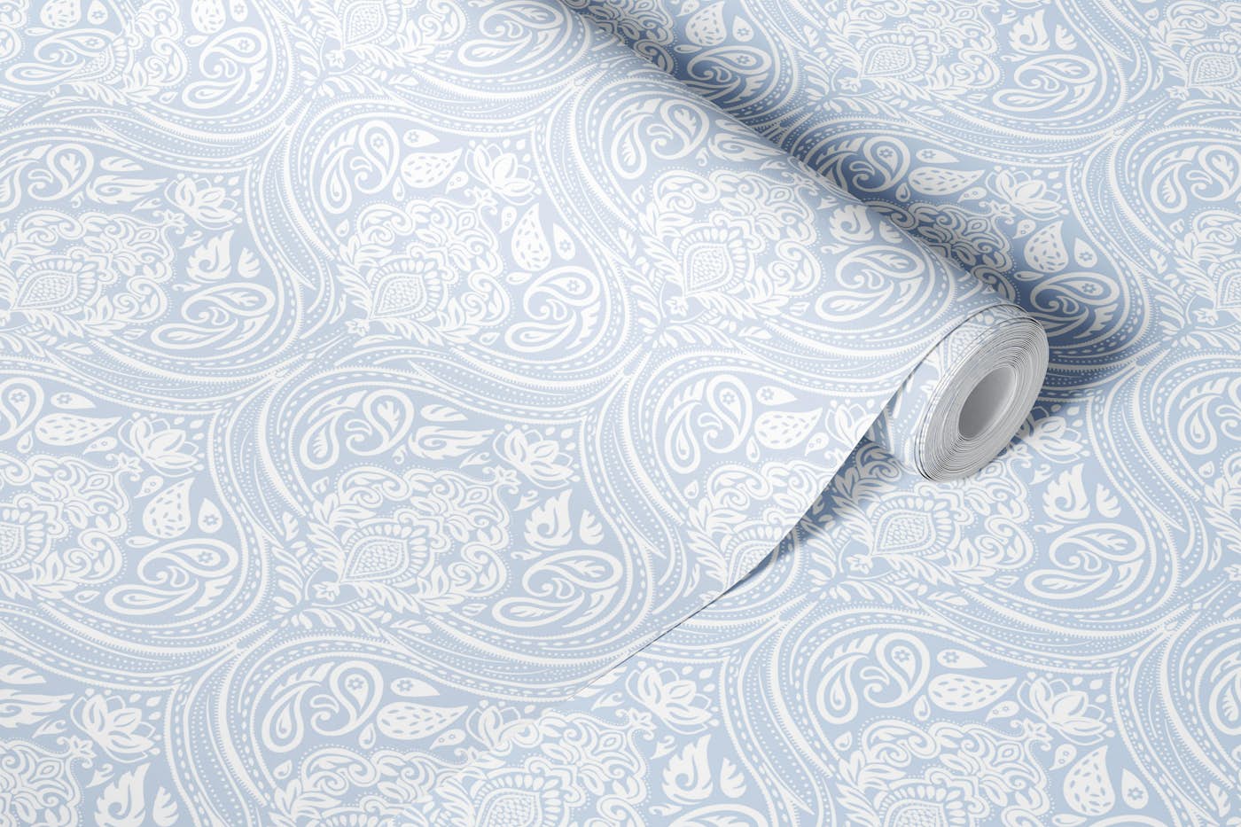 Elegant Vintage Paisley Damask Light Blue - L wallpaper roll