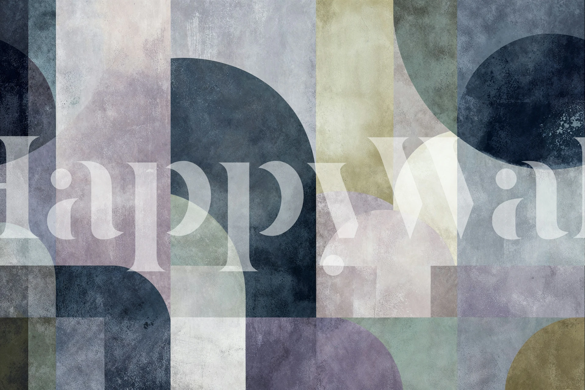 Geometric shapes in muted tones of purple, green, and blue wallpaper