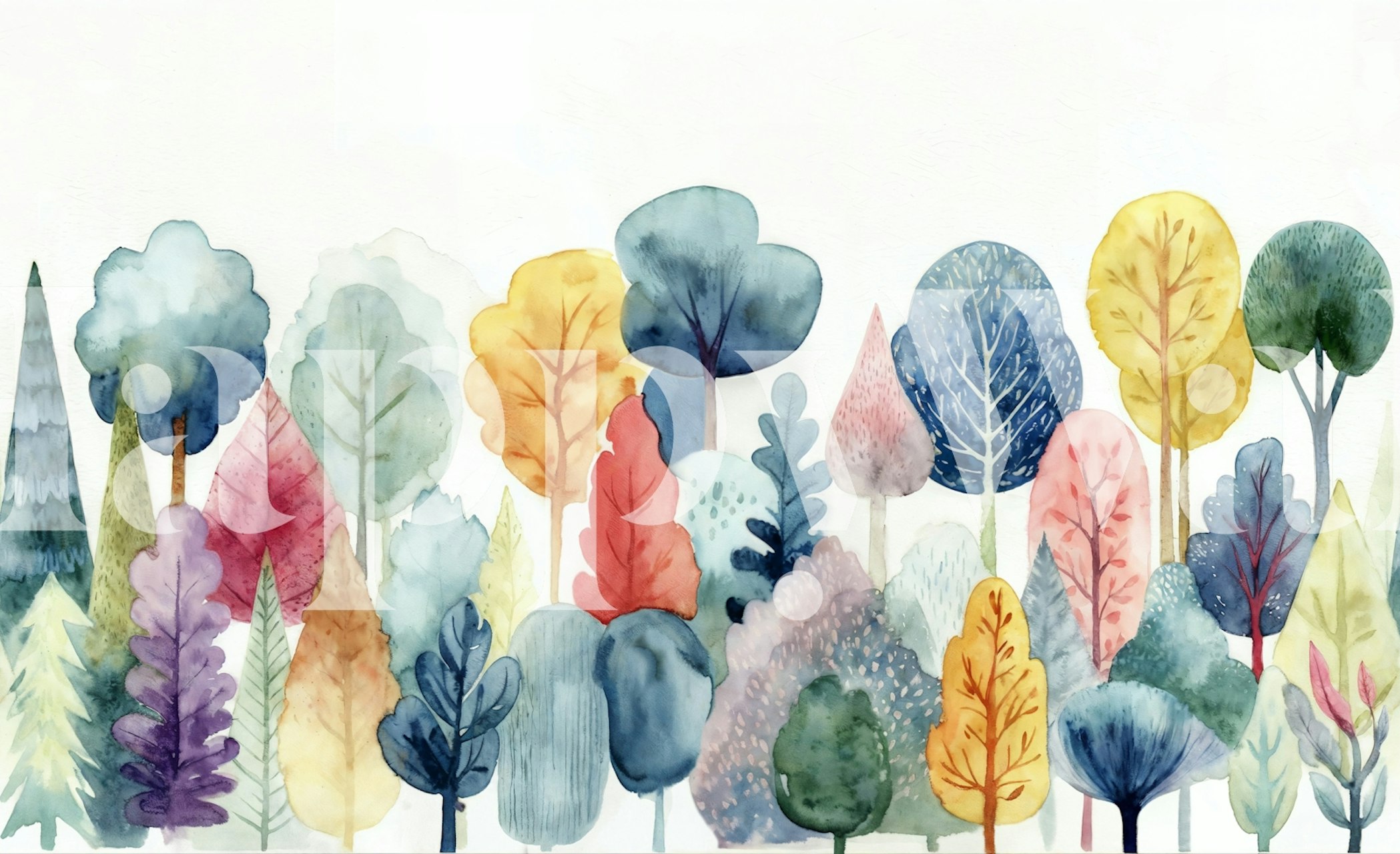 Rainbow Forest Delight wallpaper in a room