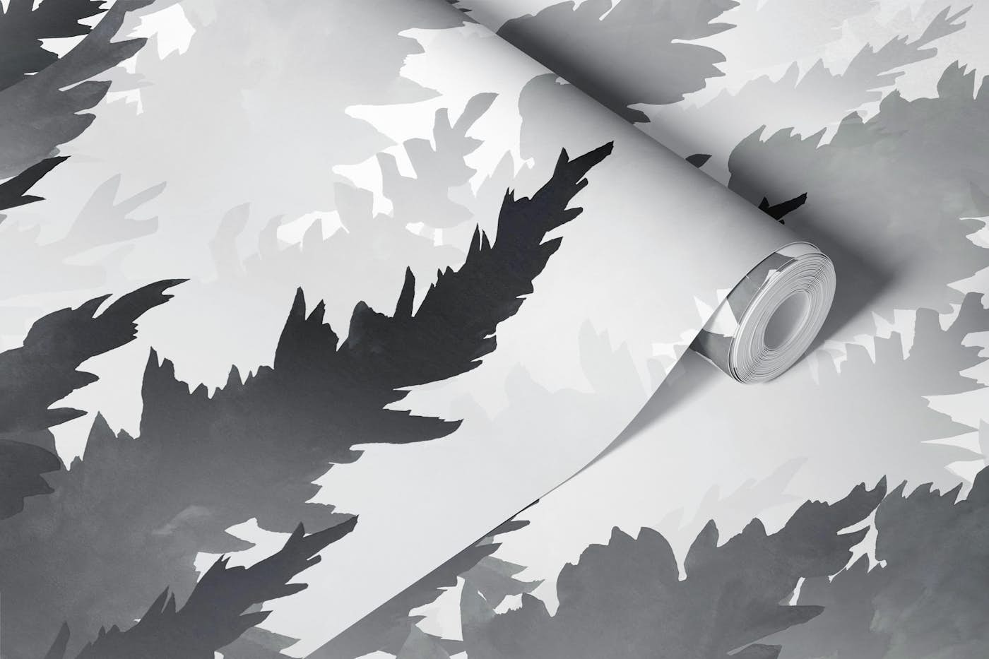 Mystical Pine Forest black wallpaper roll