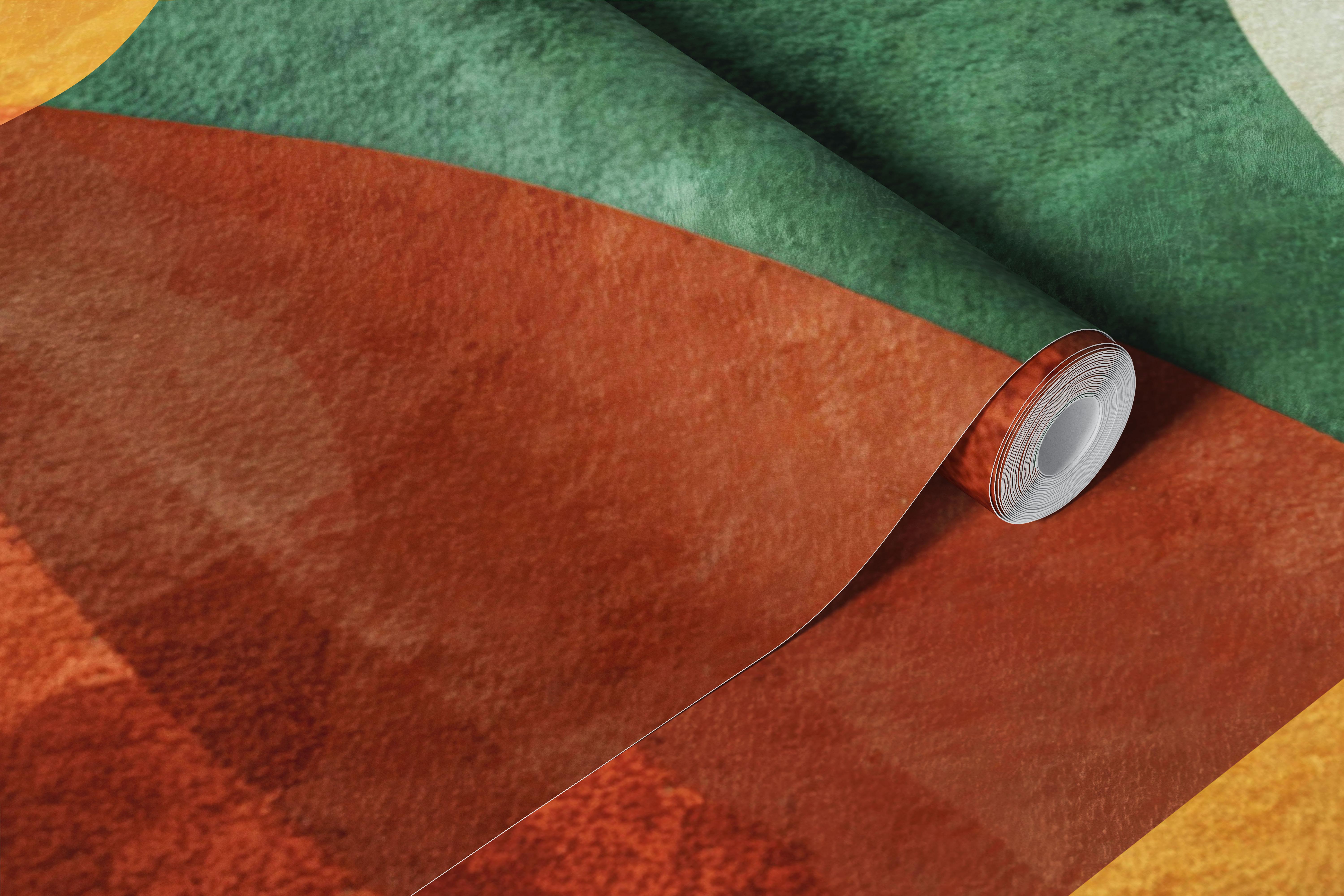 Geometric patterns in earthy colors with rounded shapes wallpaper