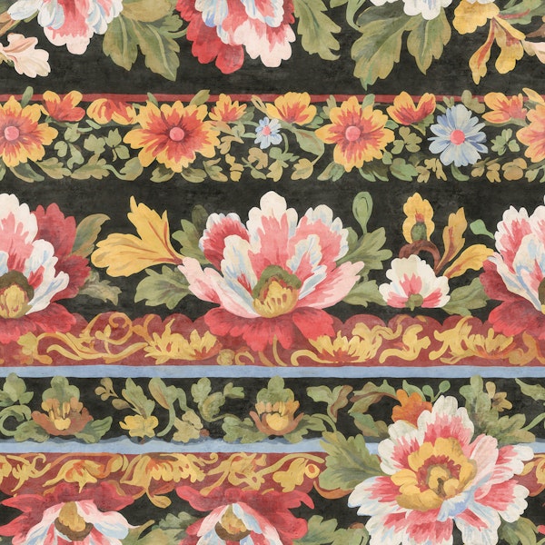 Heritage Flower Tapestry on Black