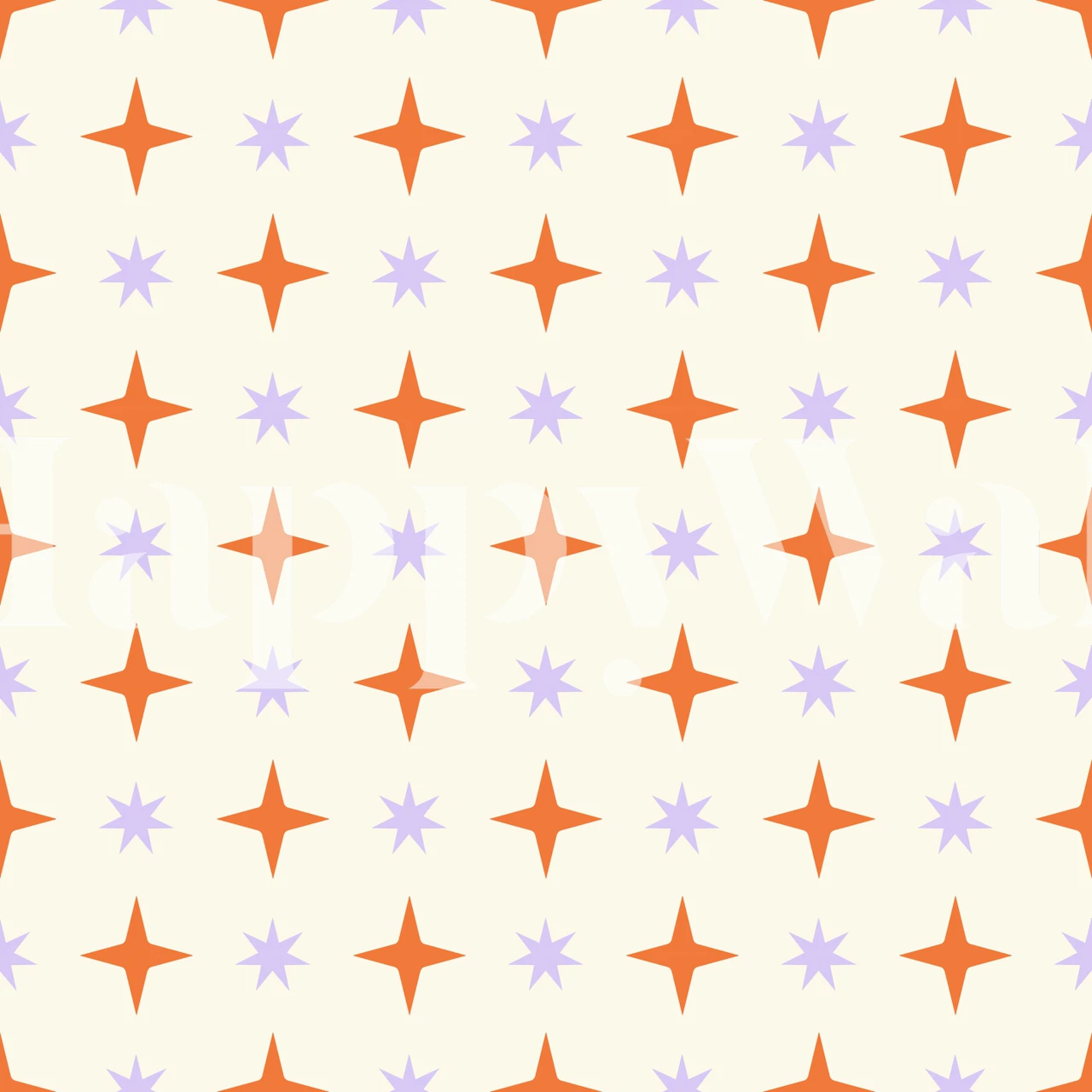 Minimal Orange and Lavander Stars wallpaper in room