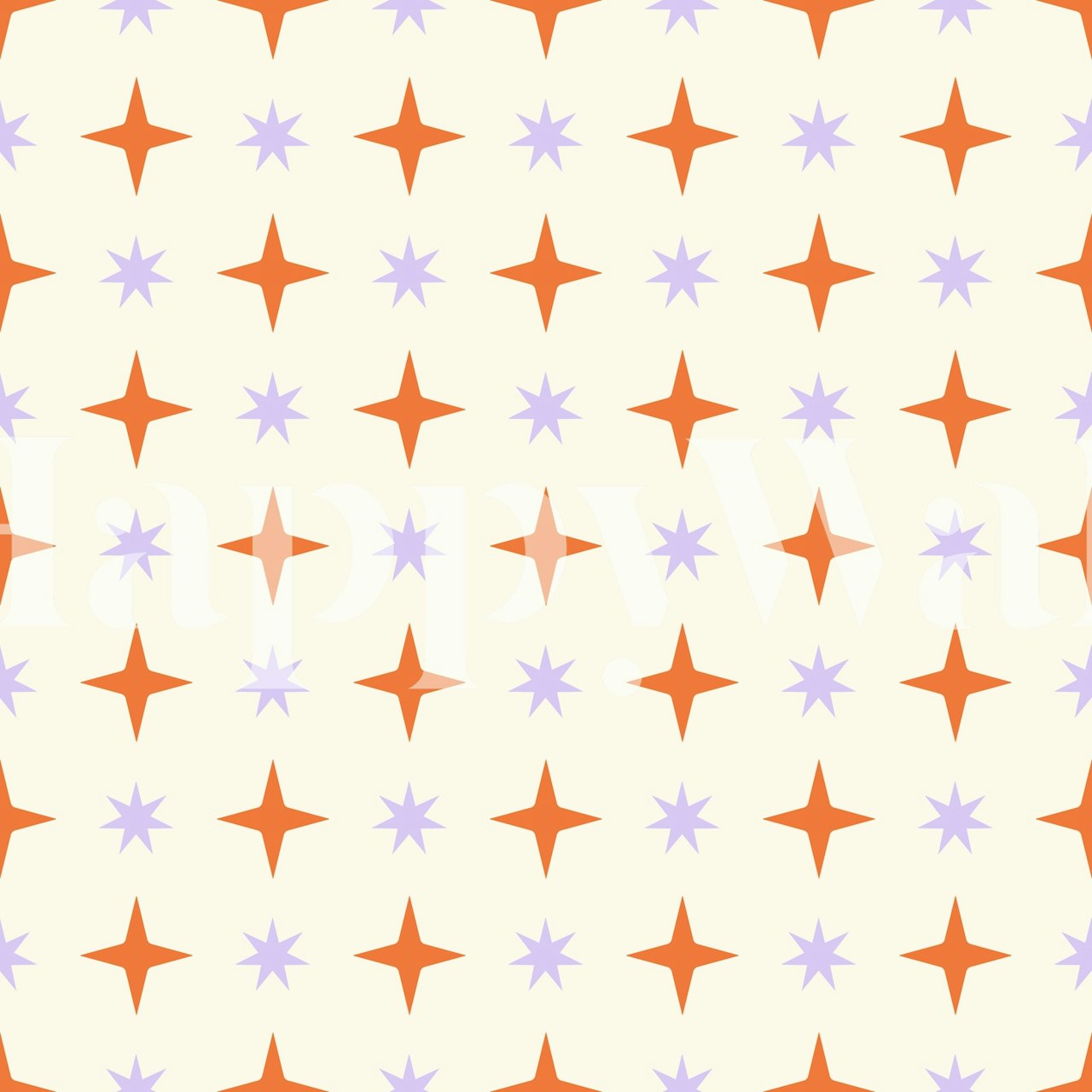 Minimal Orange and Lavander Stars ταπετσαρία στο δωμάτιο