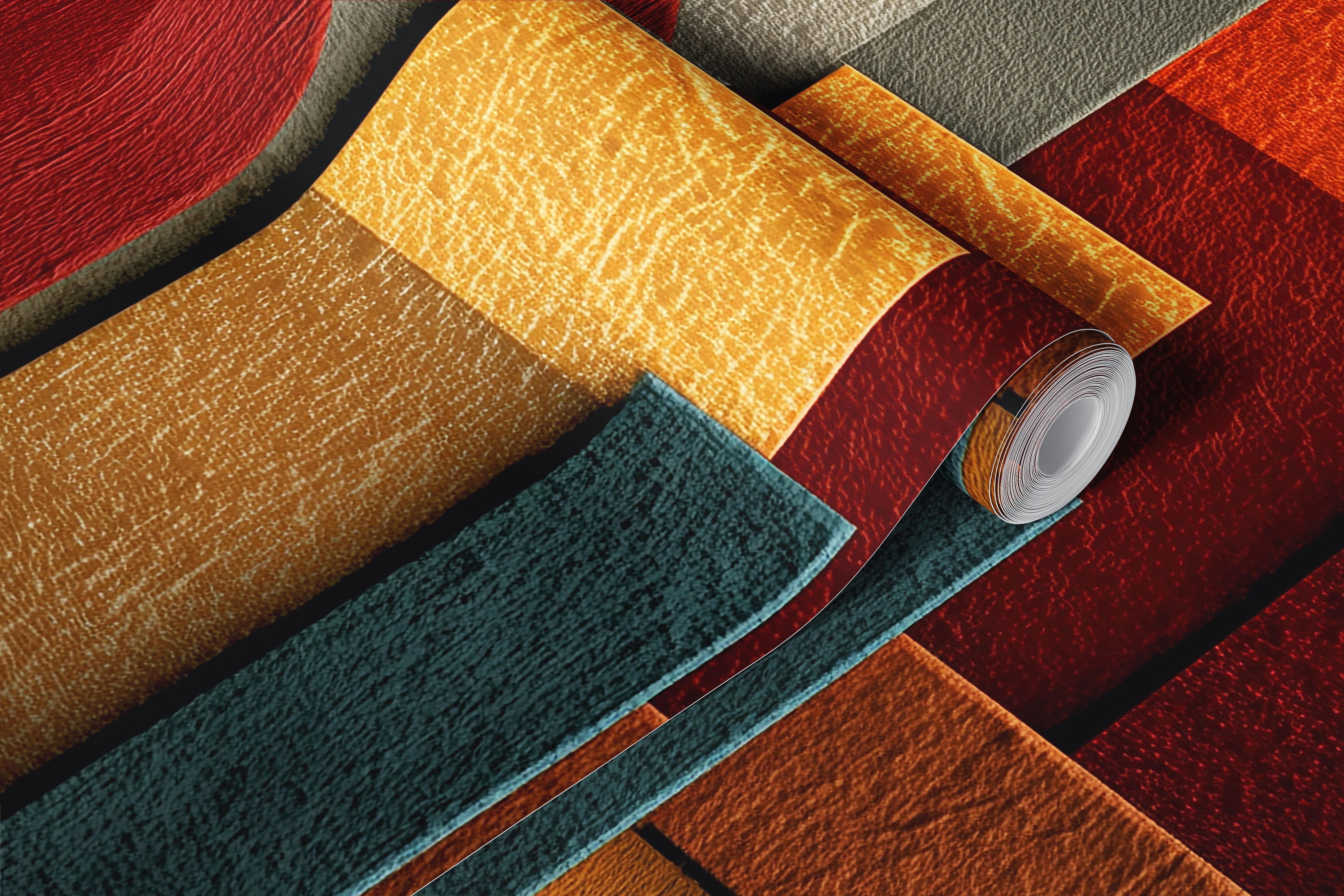 Abstract geometric wallpaper in a modern room
